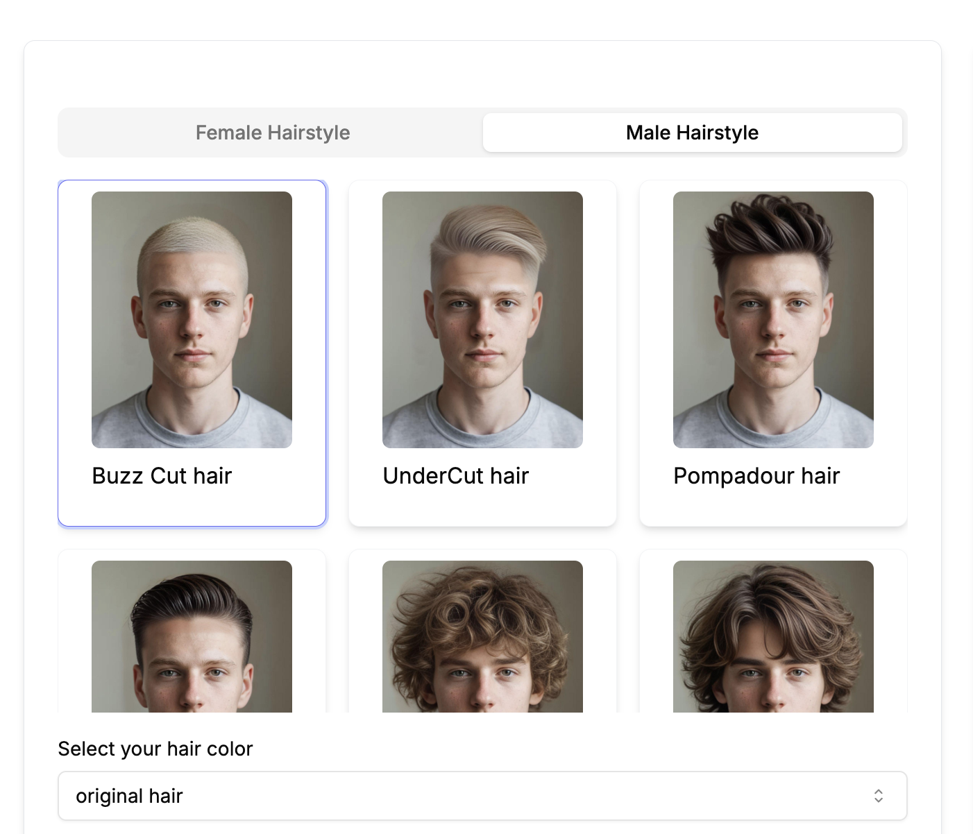 Step 2: Personalize Your Hairstyle and Color